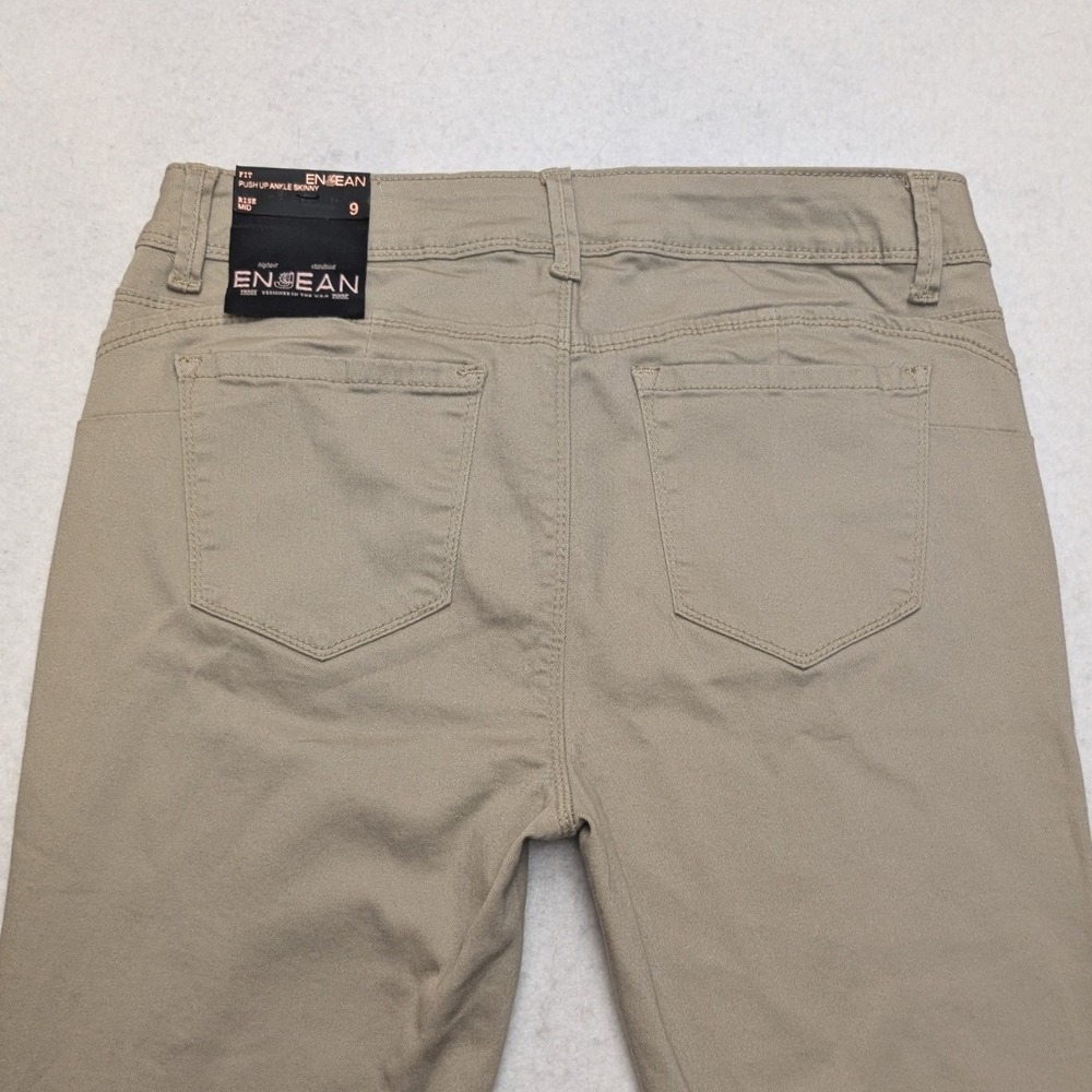 NWT Enjean Push‎ Up Ankle Skinny Pants Womens 9 Khaki Tan Mid Rise Stretch - Picture 10 of 12